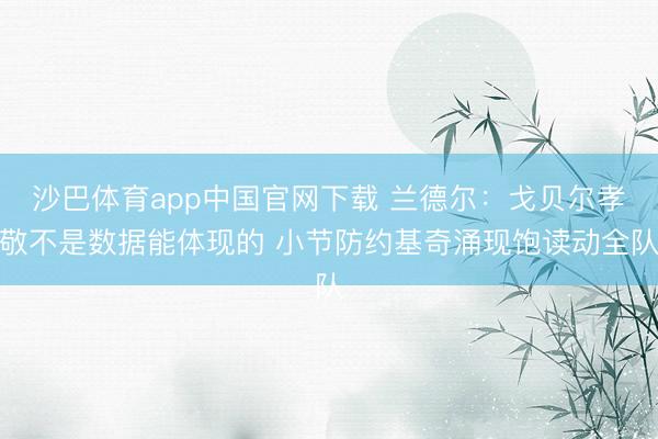 沙巴体育app中国官网下载 兰德尔：戈贝尔孝敬不是数据能体现的 小节防约基奇涌现饱读动全队