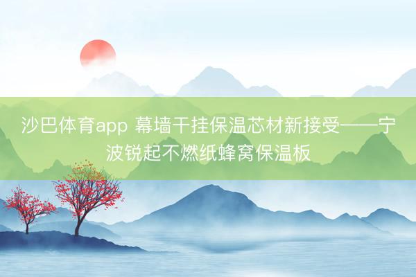 沙巴体育app 幕墙干挂保温芯材新接受——宁波锐起不燃纸蜂窝保温板