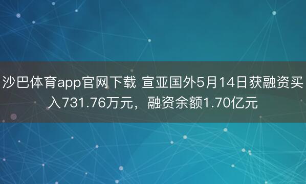 沙巴体育app官网下载 宣亚国外5月14日获融资买入731.76万元，融资余额1.70亿元