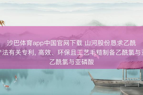 沙巴体育app中国官网下载 山河股份恳求乙酰氯联产法有关专利， 高效、环保且工艺毛糙制备乙酰氯与亚磷酸