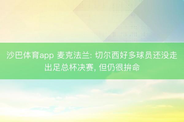 沙巴体育app 麦克法兰: 切尔西好多球员还没走出足总杯决赛， 但仍很拚命