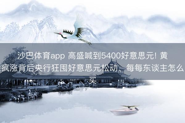 沙巴体育app 高盛喊到5400好意思元! 黄金疯涨背后央行狂囤好意思元松动、每每东谈主怎么买