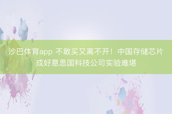 沙巴体育app 不敢买又离不开！中国存储芯片成好意思国科技公司实验难堪