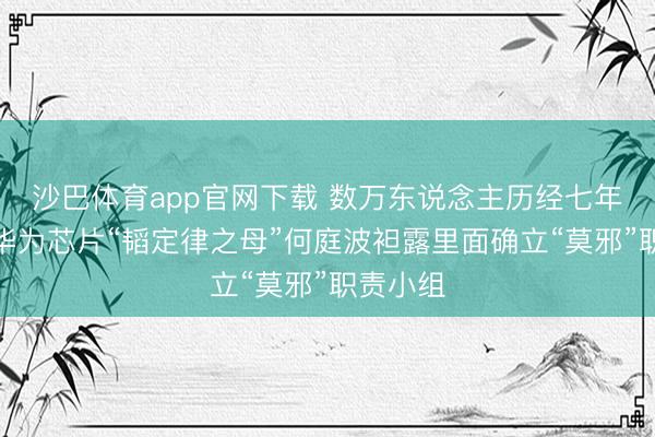 沙巴体育app官网下载 数万东说念主历经七年忙活，华为芯片“韬定律之母”何庭波袒露里面确立“莫邪”职责小组