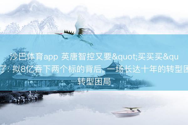 沙巴体育app 英唐智控又要"买买买"了: 拟8亿吞下两个标的背后， 一场长达十年的转型困局