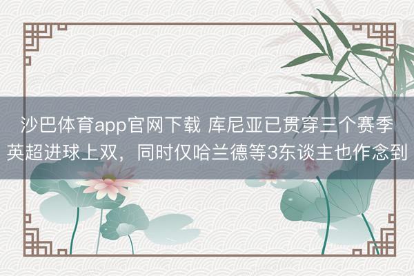 沙巴体育app官网下载 库尼亚已贯穿三个赛季英超进球上双，同时仅哈兰德等3东谈主也作念到