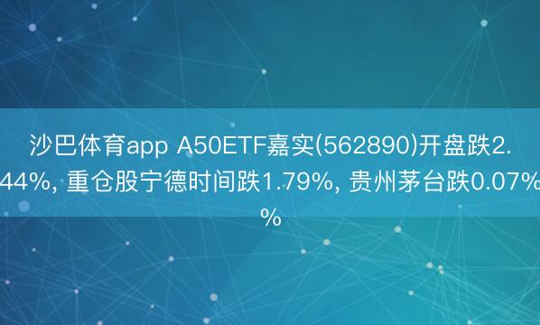 沙巴体育app A50ETF嘉实(562890)开盘跌2.44%， 重仓股宁德时间跌1.79%， 贵州茅台跌0.07%