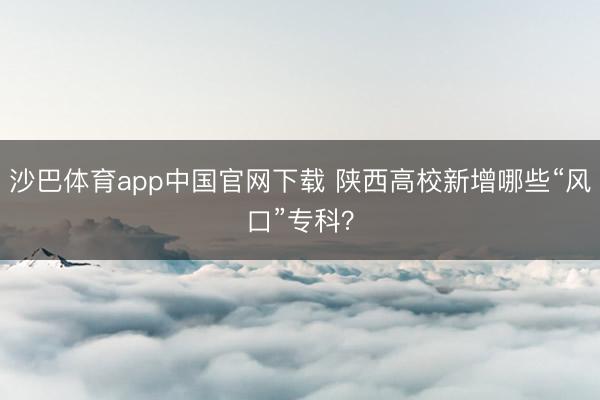沙巴体育app中国官网下载 陕西高校新增哪些“风口”专科？