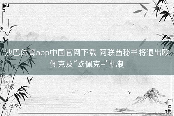 沙巴体育app中国官网下载 阿联酋秘书将退出欧佩克及“欧佩克+”机制