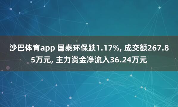 沙巴体育app 国泰环保跌1.17%， 成交额267.85万元， 主力资金净流入36.24万元
